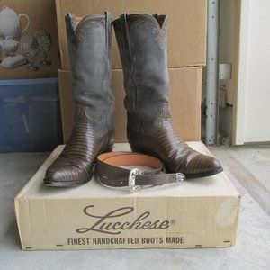 Men's Lucchese Boots size 9 with matching belt size 36